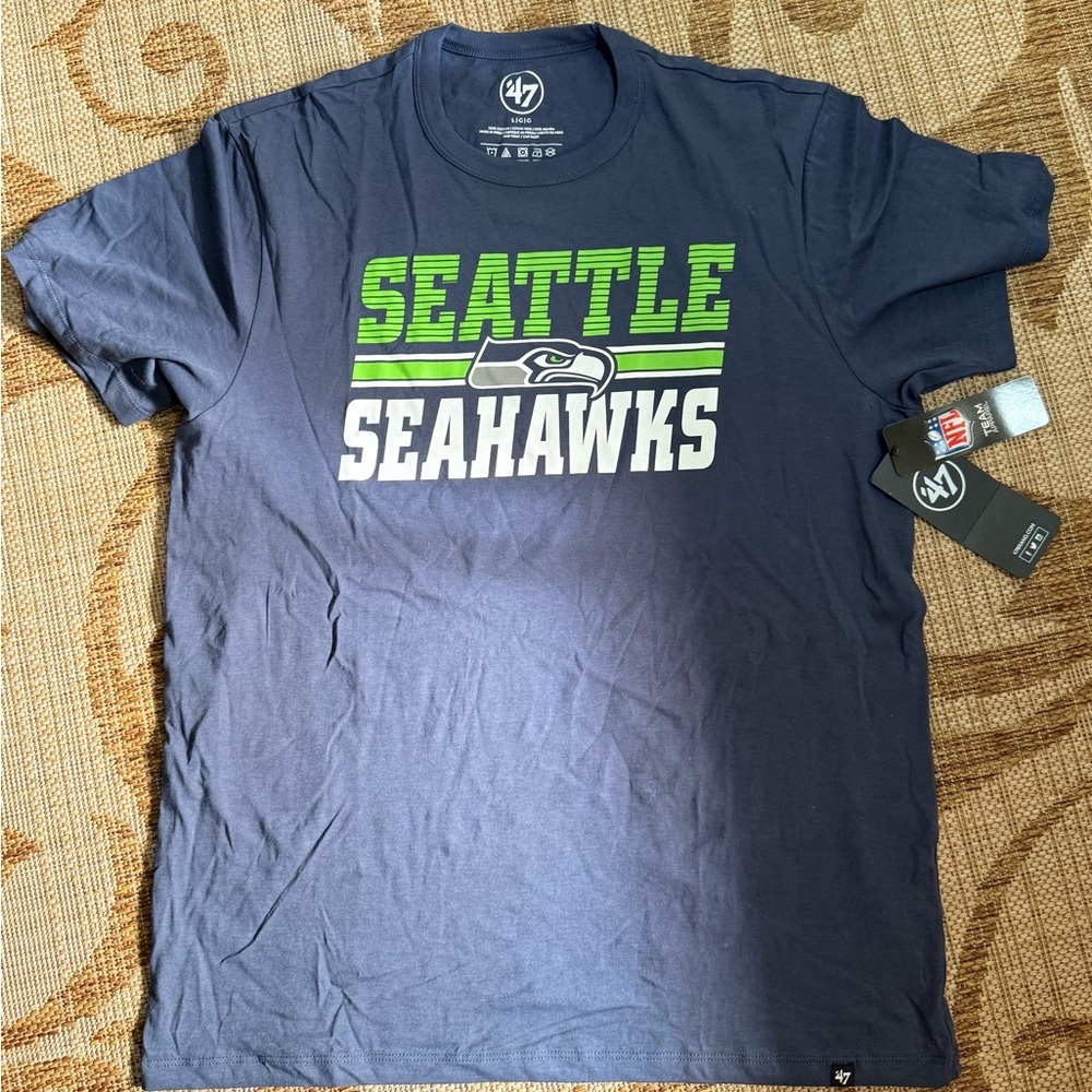 47 NFL Seattle Seahawks Navy Blue T-Shirt, BNWT size large